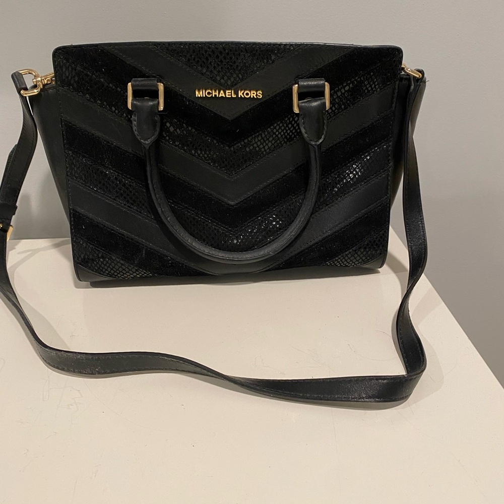Michael Kors Black Chevron Satchel